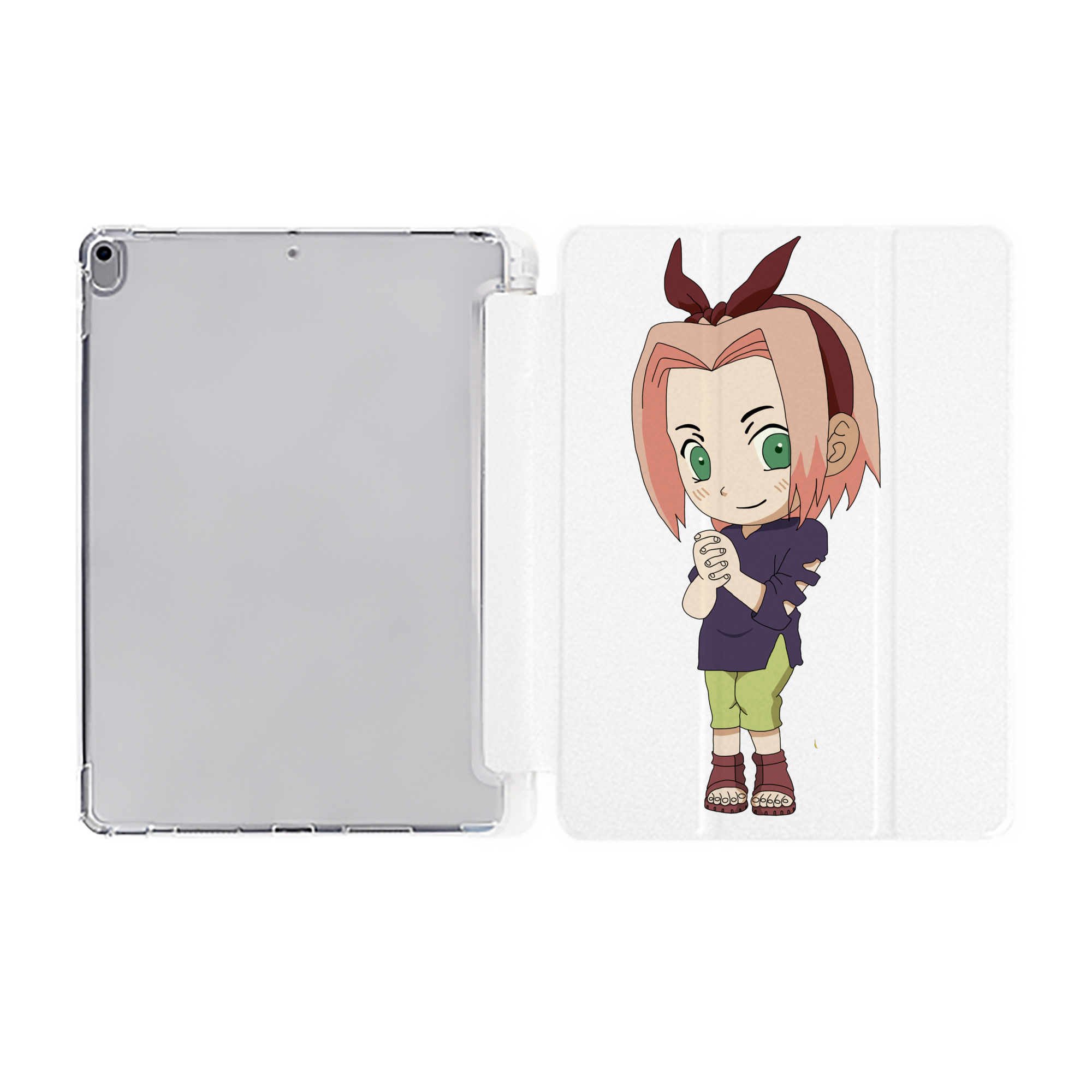 （画像用） NARUTO -ナルト- 春野サクラ Haruno Sakura IPad ケース ペン収納付き 三つ折りスタンド PUレザー×シリコン 対応機種9.5/10.5/10.9インチ